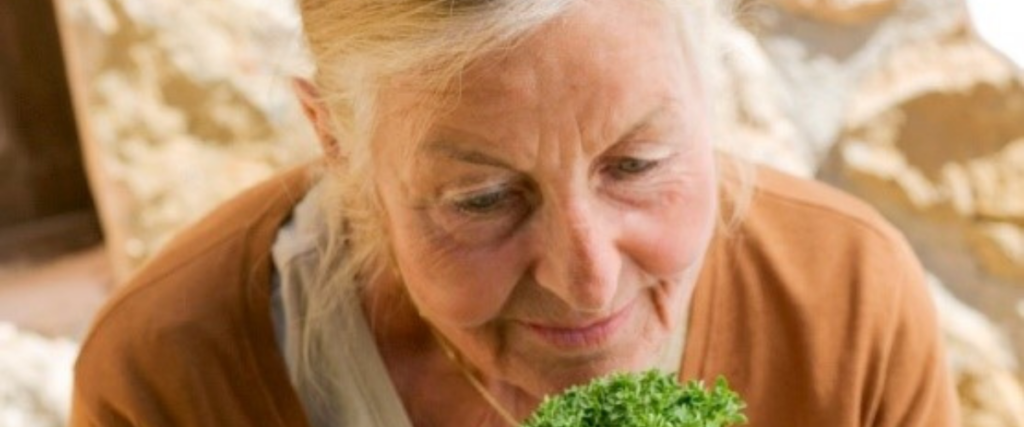 Photo of grandson with arms around grandmother